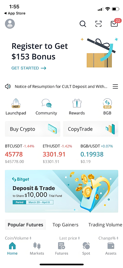 bitget英文主界面
